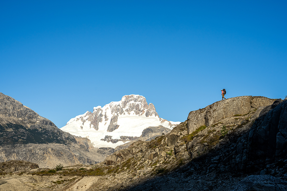 Hyperlite Unbound 55 backpack (wide shot in mountains)